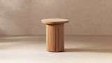 Kenzie 19.5" Fluted Pillar Round Accent Side Table, Light Natural Brown 2