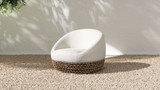 Willow 35.5" Upholstered Woven Patio Deep Seating Armchair with Golden Brown Wicker Frame, Wheat Beige 2