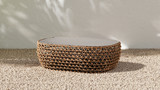 Willow 40.5" Oval Woven Patio Coffee Table, Golden Brown Wicker 2