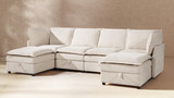 Sadie 124" Modular U-Shaped Sectional Sofa-in-a-Box with Storage, Sandstone Light Beige 2