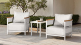 Rhodes 29" Upholstered Teak & Aluminum Patio Arm Chair, Birch Gray Chenille