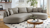 Barronne 128.74" Wide Curved Right-Facing Sectional Sofa in Bonded Leather