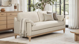 Pasadena 75.5" Modern Farmhouse Sofa, Flax White