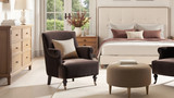 Eloise 30" Pleated Sock Arm Accent Armchair, Deep Brown Performance Velvet