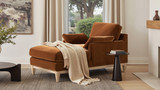 Pasadena Modern Farmhouse Chaise Lounge Chair, Burnt Orange Performance Velvet
