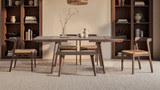 Capri 47-78.5" Solid Red Oak Wood 4-6 Seat Extendable Leaf Dining Table, Dark Brown