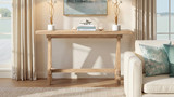 Hawthorne 60" Solid Reclaimed Elm Trestle Console Table, Heritage Light Natural Brown