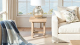 Hawthorne 18” Square Reclaimed Elm Trestle Side Table, Heritage Light Natural Brown