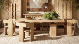Calder 85" Solid Reclaimed Elm Plinth 8-Person Dining Table, Heritage Light Natural Brown