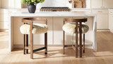 Millwick 26.5" Low Back Genuine Fur Dark Brown Ash Wood Counter Stool, Natural Blonde