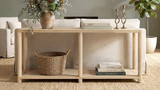 Milo 71" Reclaimed Pine Wood Console Table with Lower Shelf, Light Natural Cerused