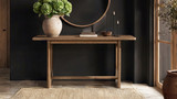 Turnkey 72" Reclaimed Pine Wood Modern Trestle Console Table, Antique Natural Brown