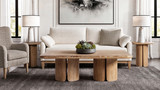 Sonoma 50" Reclaimed Pine Wood Pedestal Coffee Table, Rustic Greige Brown