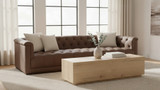Westbridge 83.5" Modern Chesterfield Top-Grain Leather Sofa with Tufted Back and Wood Base