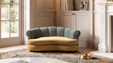 Halle 35.5" Rolled-Arm Dog Bed with Channel-Tufted Back, Medium, Leopard Chenille & Gold Velvet
