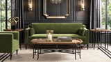 Josephine 84.5" Modern Sofa with Bench Seat & Bolster Pillows, Olive Green