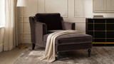 Josephine 60" Upholstered Chaise Lounge, Deep Brown