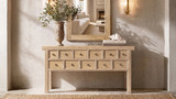 Bellamy 70" Solid Reclaimed Elm 11-Drawer Console Table, Heritage Light Natural Brown