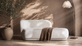 Aire 75" RAF Organic Modern Curved Chaise Lounge, Stone Light Beige Chenille