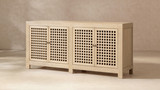 Alden 74" Reclaimed Pine 4-Door Lattice Sideboard, Brushed White