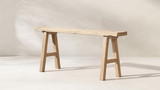 Linden 47" Reclaimed Elm Wood Trestle Dining Bench, Light Natural Brown