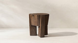 Terra 19.5" Reclaimed Elm Wood Stool and Accent Side Table, Heritage Medium-Dark Brown