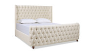 Brooklyn King Tufted Panel Bed Headboard and Footboard Set, Light Beige 1