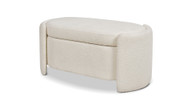 Fuji 43" Upholstered Bouclé Oval Storage Bench, Ivory White 1
