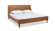 Aspen Vertical Tufted Headboard Platform Bed Set, King, Caramel Tan Brown 1