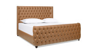 Brooklyn King Tufted Panel Bed Headboard and Footboard Set, Caramel Tan Brown 1