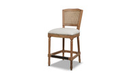 Triomphe Rattan Wicker High Back Armless Counter Bar Stool, White Pepper 1