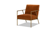 Aerin 24.5" Hammered Brass Upholstered Accent Arm Chair, Burnt Orange 1