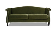 Elaine 77" Camel Back Small Space Sofa, Olive Green 1