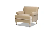 Alana 38" Lawson Accent Arm Chair Metal Casters, Fawn Brown 1