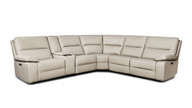 Malibu 130" Modern Power Motion 6-Piece Reclining Corner Sectional with Cup Holders, Cream Taupe Beige