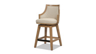Bahama 26" Cane Rattan High-Back Swivel Counter Stool with Recessed Arms, Taupe Beige 1