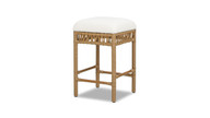 Lucia 25.5" Backless Upholstered Counter Stool with Resin Rattan Frame, Ivory White Boucle 1