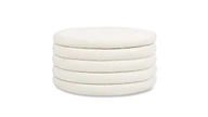Fuji 36" Round Upholstered Storage Cocktail Ottoman, Ivory White Bouclé 1