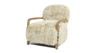 Enchante 28.5" Mongolian Sheepskin Accent Arm Chair, Taupe Beige 1