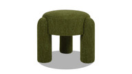 Hugo 20.5" Round Fully Upholstered Ottoman, Cerulean Bouclé 1