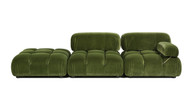 Marcel 109.5" Bubble Modular Modern Chaise Single Arm 3-Piece Sofa, Olive Green 1
