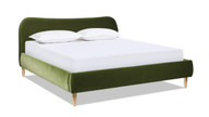 Roman Curved Headboard Upholstered Platform Bed, King, Olive Green 1