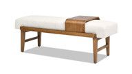Billie 52" Modern Telephone Bench with Sliding Shelf, Ivory White Bouclé 1