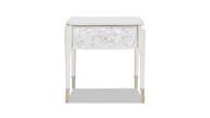 Perla 25" Mother-of-Pearl Mosaic Storage Side Table, Akoya Cream White 4