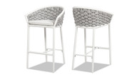 Rowan 27.5" Rope Barrel Low Back Patio Counter Stool, Set of 2, Optic White 1