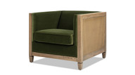 Georgia 34" Cane Rattan Tuxedo Armchair, Olive Green 1