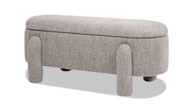 Hugo 49" Oval Fully Upholstered Storage Bench, Brown Bouclé 1