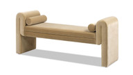 Mason 60.5" Arched Arm Bench with Bolster Pillows, Camel Brown Beige 1