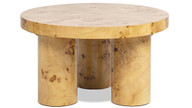 Nebula 28" Round Pillar Leg Coffee Table, Warm Natural Brown 1