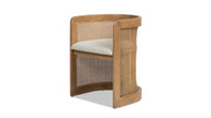Lilith 20.5" Curved Rattan Upholstered Dining Chair, White Pepper 1